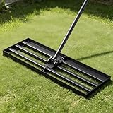 Strifuture Lawn Leveling Rake 30 Inch - Adjustable 47-77 Inch Handle, 180° Rotating Head, Heavy-Duty Rust-Resistant Steel for Lawns, Golf Courses, Driveways