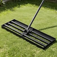 Strifuture Rasenplanier-Rechen 76cm - Verstellbarer Griff (119-196cm), 180° Schwenkbarer Kopf, Rostbeständiger Stahl für Rasen & Golfplätze