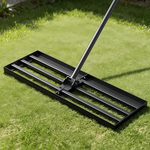 Strifuture Rasenplanier-Rechen 76cm - Verstellbarer Griff (119-196cm), 180° Schwenkbarer Kopf, Rostbeständiger Stahl für Rasen & Golfplätze