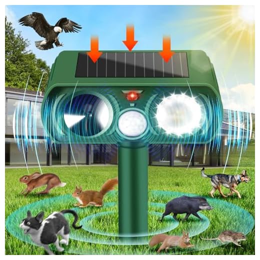 Cat Repellent, Ultrasonic Repellent with Solar Power Deterrent with Motion Sensor and Flash Light, Outdoor Waterproof Repellent Suitable for Yard Garden Farm Park Field Dog Bird and Fox