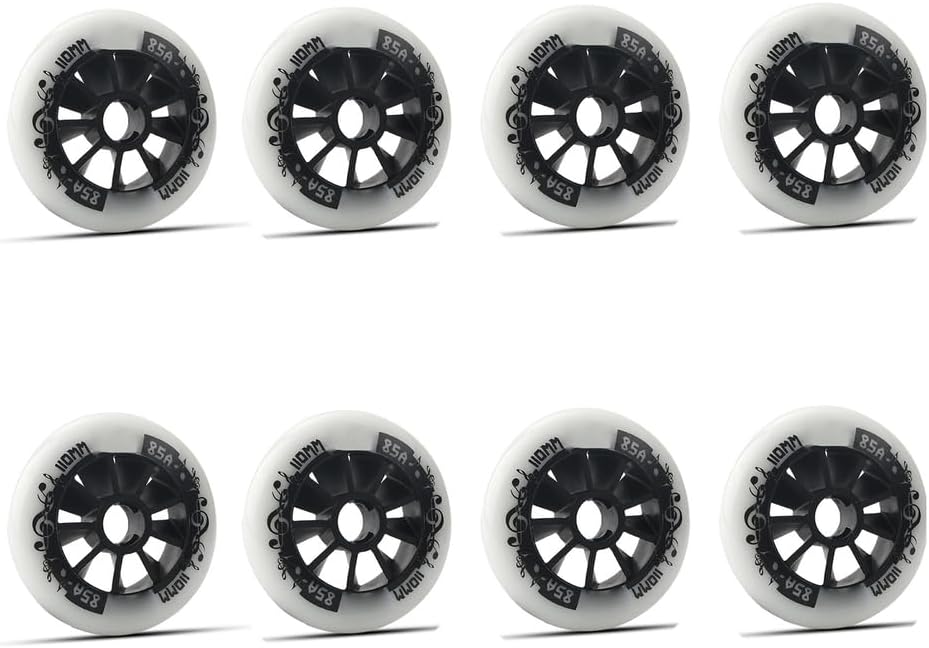 90mm/100mm/110mm Inline Skate Wheels 85A Replacement PU Roller Skate Wheel Indoor/Outdoor 8 Pack with Bearings
