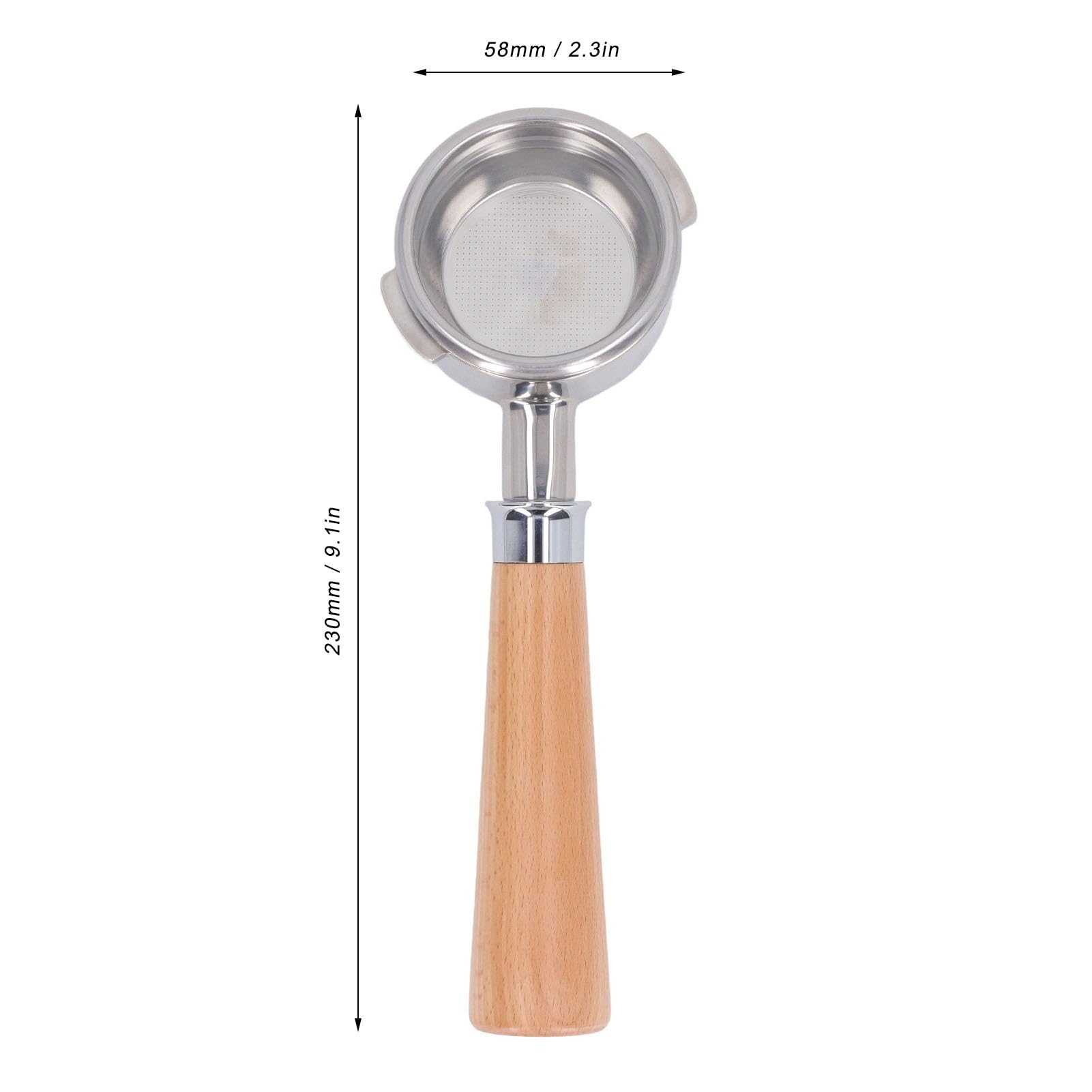 Portafiltro de café, portafiltro de 3 orejas con cesta de filtro de 58 mm for cafetera Nuova, mango de portafiltro de 58 mm, portafiltro sin fondo desmontable de acero inoxidable (un palo de rosa negr