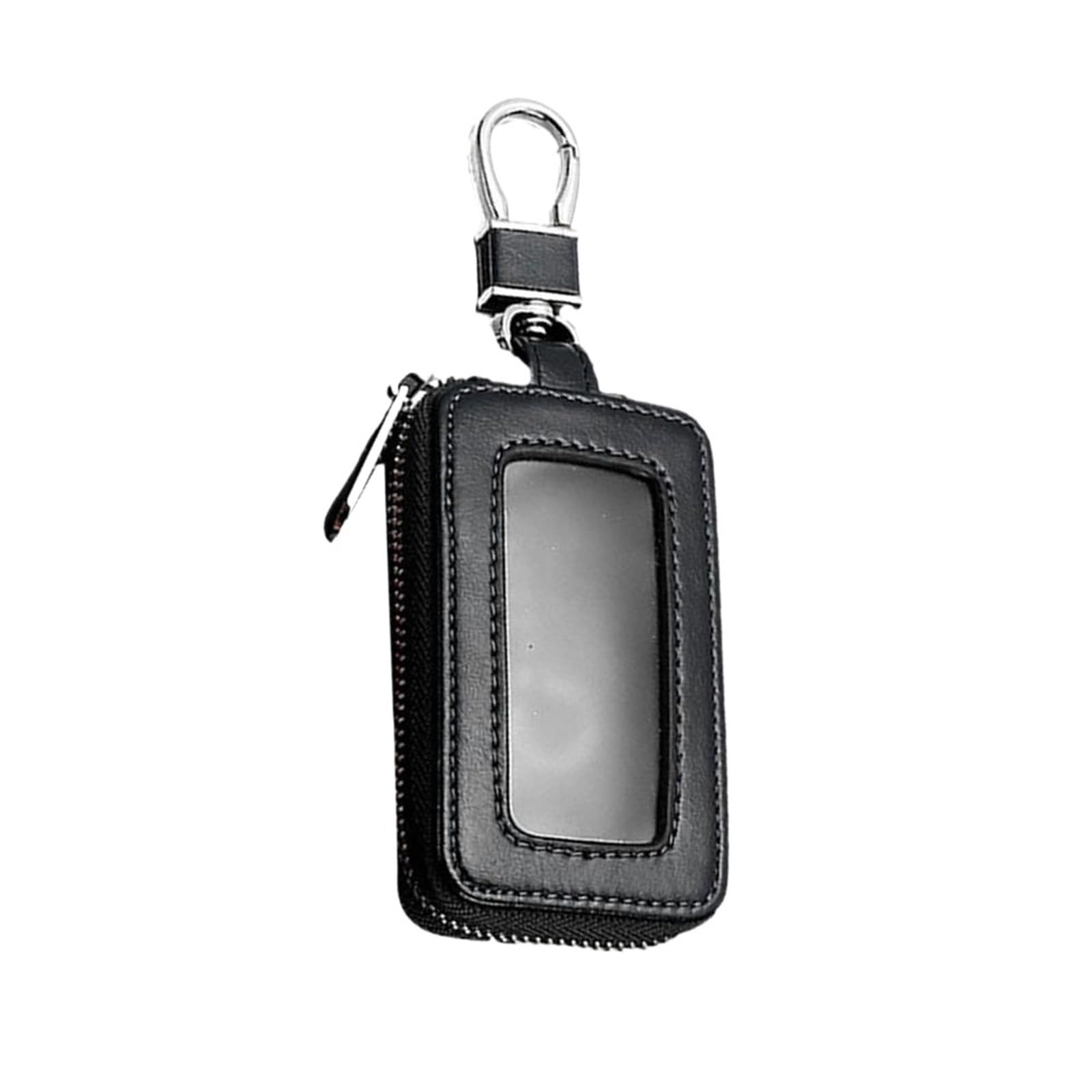 Sichtspiegel Fenster Autoschlüssel Schutztasche Leder Schlüsselhalter Mini Autoschlüssel Tasche Etui Retro Schlüsselanhänger Geldbörse Reißverschlusstasche (Farbe: Schwarz)