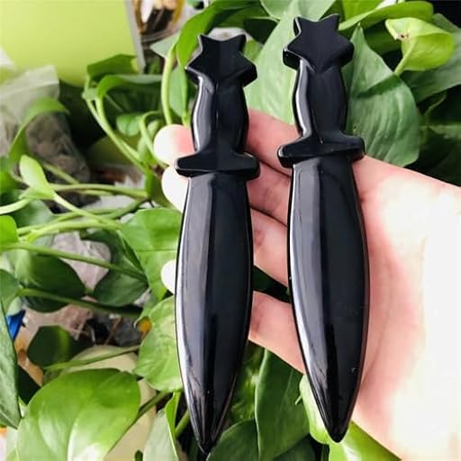 AtkitS Cristal Obsidiana Natural Daga Cristal Tallado corazón Cuchillo artesanías Hombres Regalos Magia talismán Bruja Suministros (Size : 2PCS) | Ya disponible en tu tienda friki favorita! En mundofriki.es!