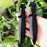 Ya en mundofriki.es: AtkitS Cristal Obsidiana Natural Daga Cristal Tallado corazón Cuchillo artesanías Hombres Regalos Magia talismán Bruja Suministros (Size : 2PCS)