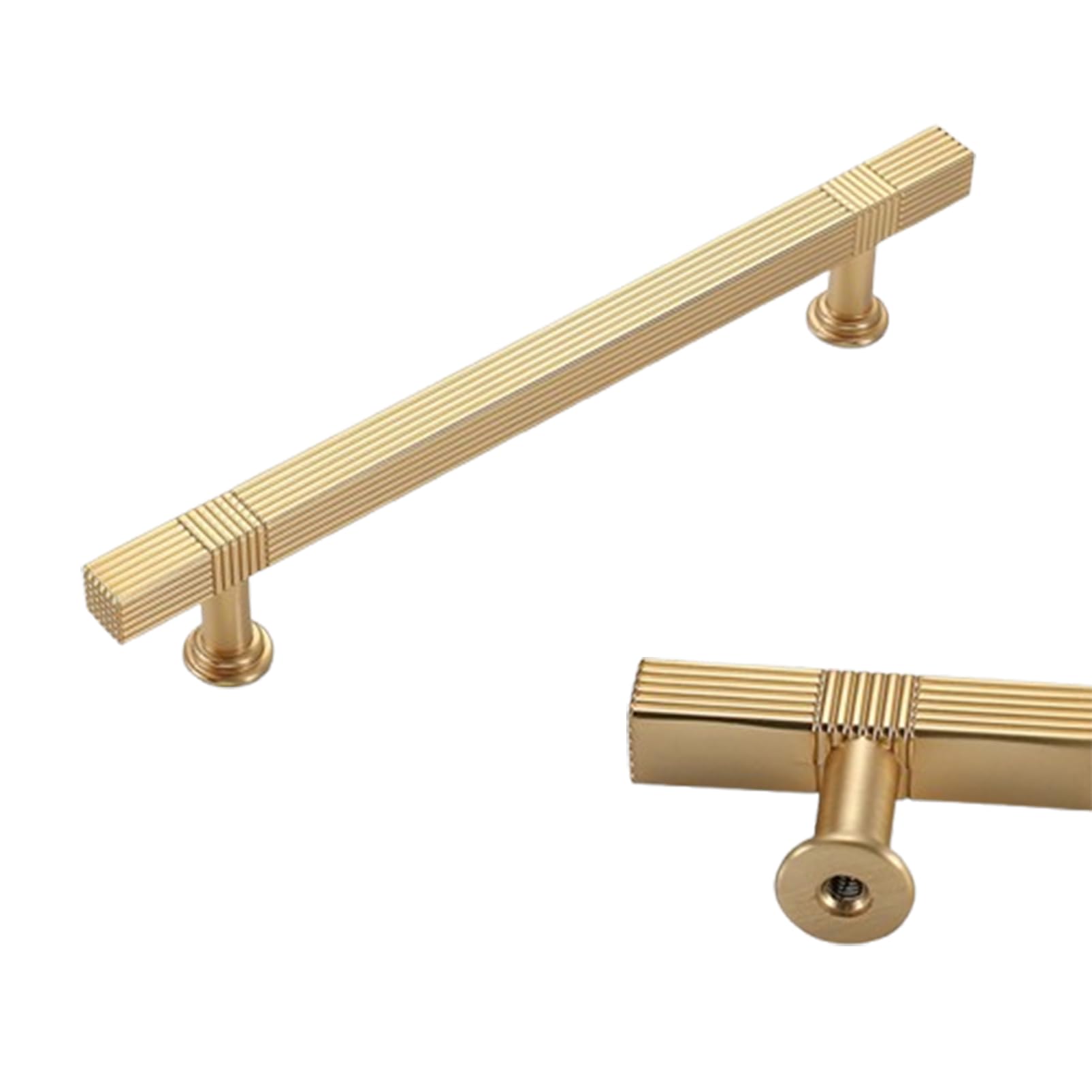 Steytemd Gold Cabinet Handle Modern, 2 Pack Drawer Pull, With Screws-128Mm/5In