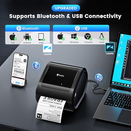 Image of Phomemo D520BT Thermal Label Printer for Business, 4x6 Bluetooth Shipping Label Printer for Small Business & Packages, Compatible with Android, iOS, PC, Amazon, Shopify, USPS
