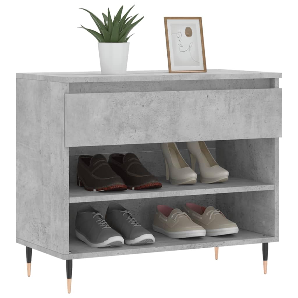 Scarpiera Grigio Cemento 70x36x60 cm Legno Multistrato