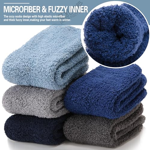 Image of EBMORE Fuzzy Socks Warm Winter Slipper Fluffy Sleep Cozy Comfy Cabin Socks for Mens Womens