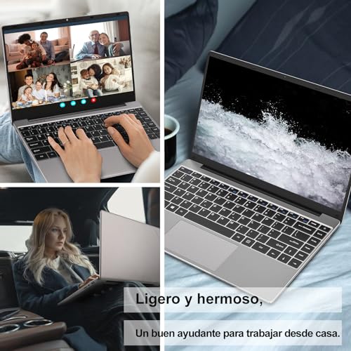 WOZIFAN Ordenador portátil Win11 N4020 Up to 2.8Ghz 128GB Admite expansión SSD 1TB 14" Portátiles FHD 2.4G+5G WiFi Bluetooth 4.2 Mini HDMI con ratón inalambrico & Pegatinas Teclado Español-Gris