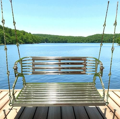 Image of Kaushalendra Stainless Steel Hanging Swing for Indoor Outdoor Balcony | 107 cm 350kg Capacity 2 Adults, Pre Assembled, Includes Springs & Hooks