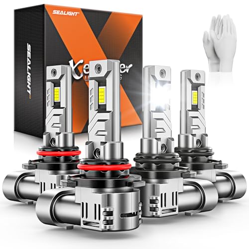 Image of SEALIGHT 9005 9006 Bulbs, 96,000LM 900% Brightness HB3 HB4 Light Bulbs, 6500K Cool White Bulbs with 15000RPM Fan, Plug and Play ATV /UTV, 10-Year Extended Lifespan IP68 Waterproof, Pack of 4