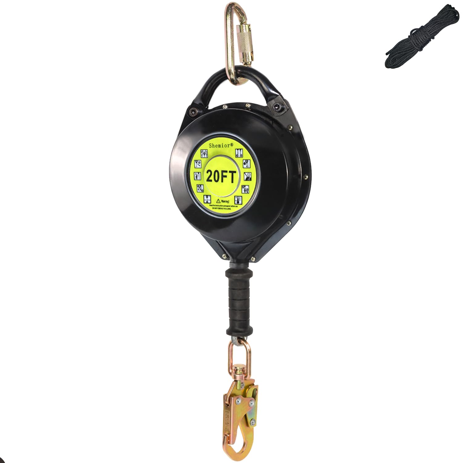 20FT Self Retracting Lifeline, Shemior Retractable Lanyard, Steel Cable SRL