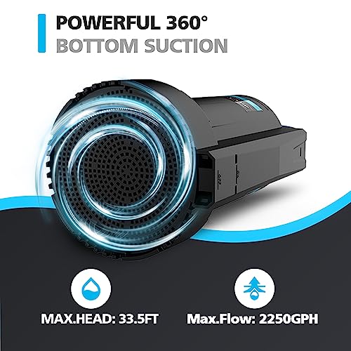 Image of Automatic Water Pump, 2250GPH Sump Pump Submersible Basement Portable Electric Utility Water Pump Removal for Pool Draining Basement Hot Tubs Garden Pool Cover Pond, Black