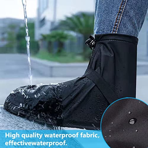 Image of Waterproof Shoe Covers for Rain & Snow, Non-Slip Reusable Overshoes with Zipper - Durable Shoe Protectors for Hiking, Cycling, Outdoor Activities,Rain Boots for Men, Women & Kids