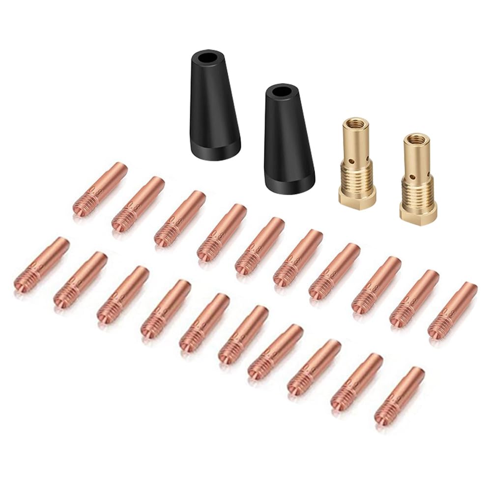 Littimoon 24Pcs MIG Welding Torch Kit 0.8/0.9mm Brass Welding Tips Gasless Flux Nozzle Tip Kit for FC90 Easy Weld Easy to Use
