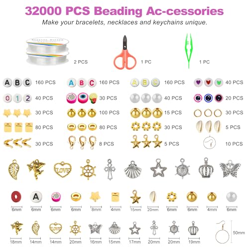 Image of Redtwo 32000 Pcs Clay Beads Bracelet Making Kit, 9 Boxes 192 Colors Friendship Bracelet Kit Flat Polymer Heishi Beads for Jewelry Making, Crafts Gift for Girls Ages 6-12