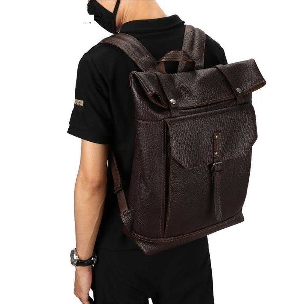 Sac à Dos en Cuir for Hommes et Femmes, Ordinateur Portable 15,6 Pouces,