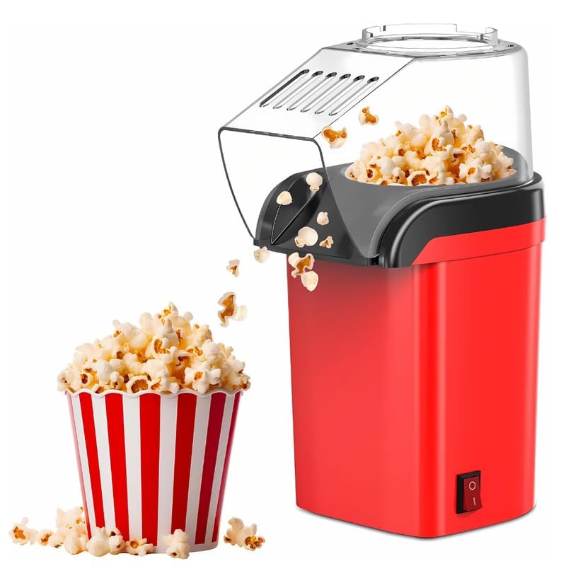 Drumstone 𝗦𝗽𝗲𝗰𝗶𝗮𝗹 𝟓 𝗬𝗲𝗮𝗿 𝗪𝗮𝗿𝗿𝗮𝗻𝘁𝘆 Instant Popcorn Maker 1200W Hot Air Machine for Home Use, Oil-Free Automatic Popcorn Machine for Healthy Snacks, Compact Electric Popcorn Maker-image-36