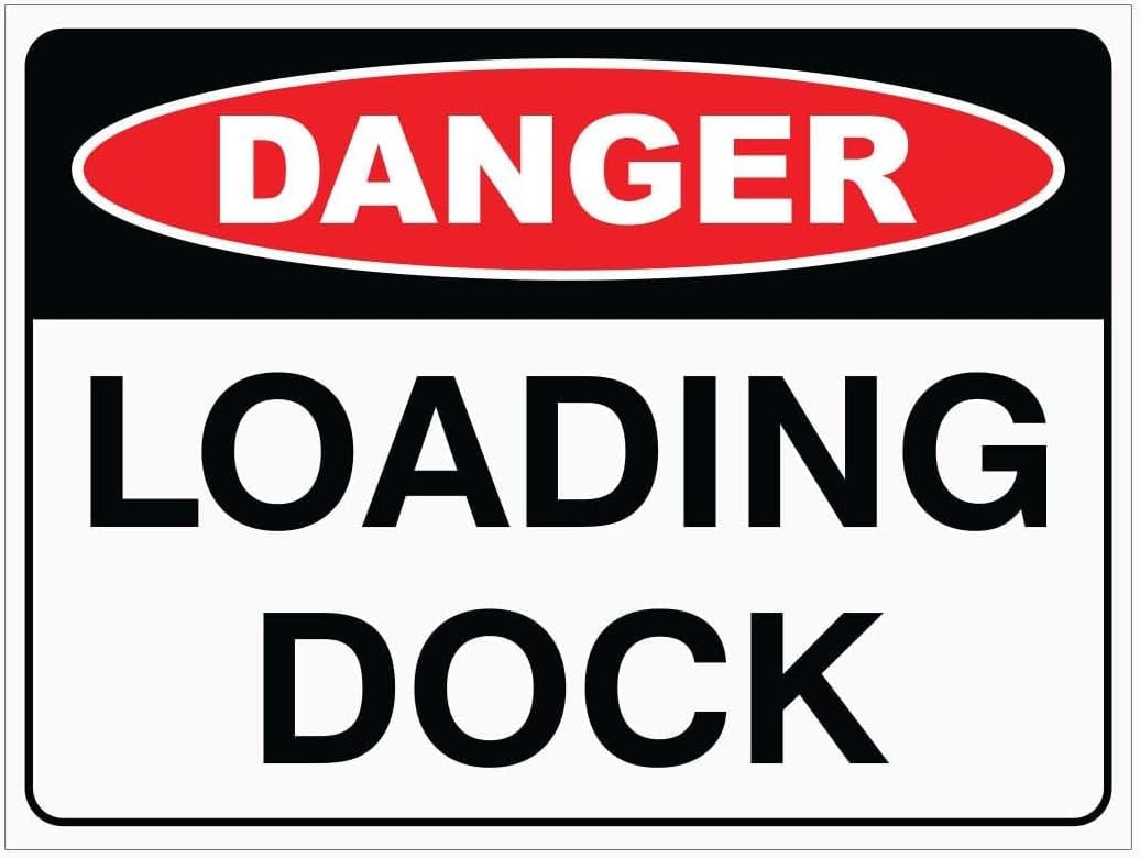 Danger Loading Dock Rust Free Aluminum Tin Sign - Warning Decor with Pre-Drilled Holes for Indoor-Outdoor Warehouse Loading Dock, Factory Shipping Zone - 8x12 Inch​