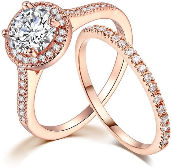 Wedding Ring Sets for Women Simple Classic Style AAA+ Zircon Rose Gold Silver Color 2-3 PCS Gift Fashion Jewelry SR781 Durable and Useful