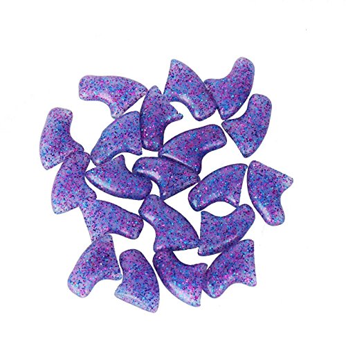 Eyourlife 20 PCS Soft Nail Caps Nail Covers Claw Caps Paw Covers for Cat Pet Kitten with Glue Claws Control Paws Off Size M Violet