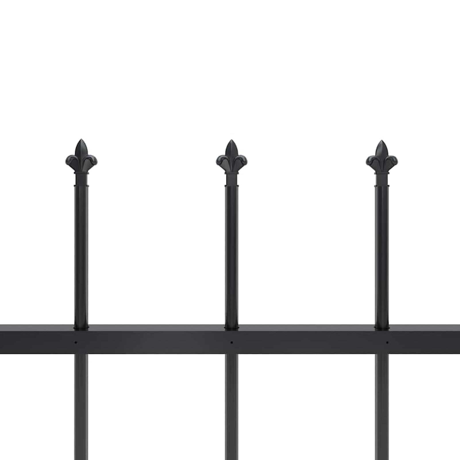 Ogrodzenie ogrodowe ze stali z grotami włóczni, długość 510 cm x wysokość 110 cm, czarne, malowane proszkowo, 3 elementy + 4 słupki, stabilne ogrodzenie na prywatną działkę