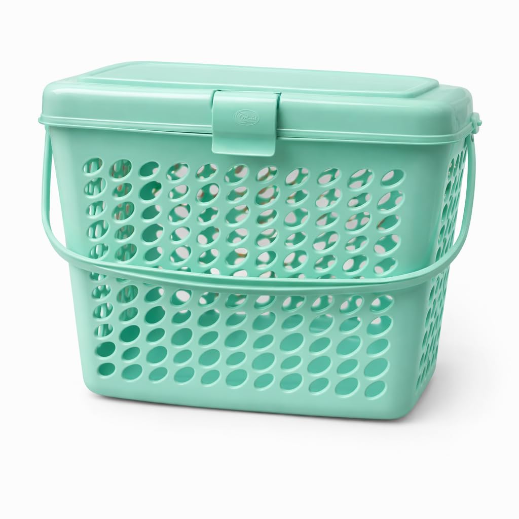 Nadeems World Storage Basket with Lid and Handles, Multicolor Plastic Bin, 30 x 41 x 28 cm-image-47