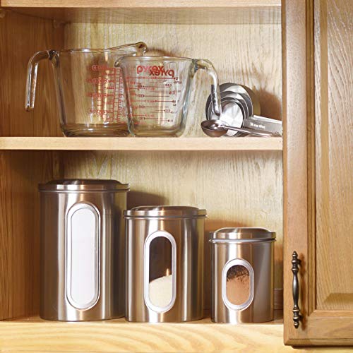 Stainless Steel Kitchen Canister Set with Window Brushed Stainless