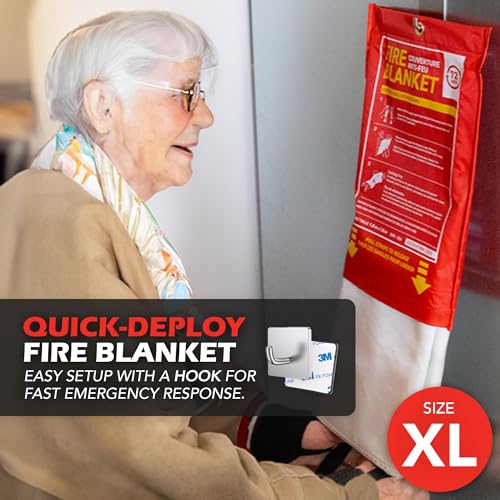 Image of 72 HRS XL Emergency Fire Blanket 47 inchx71 inch - Fiberglass Fire Safety Tool for Home, Kitchen, Camping, Survival | Extinguisher Alternative for Grill, Welding, Fire Pit