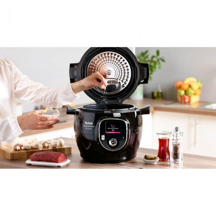 Tefal Cook4Me+ Connect Smart Multicooker CY855830, 1600W, 6L, 6 modalità di cottura, 150 ricette, app dedicata, nero