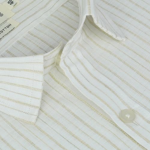 Image of GHPC 100% Cotton Striped Half Sleeves Regular Fit Formal Shirt for Men