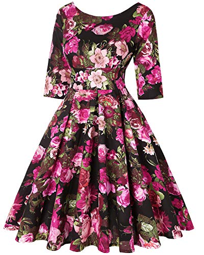Image of MINTLIMIT Women's 1950s Retro Vintage Cocktail Party 3 /4 Sleeve Swing Dress