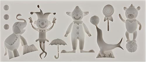 Miniatura 6 de Sijiangmold Moldes de silicona para fondant de circo, payaso, elefante, chocolate, teatro, monociclo, globo, para decoración de cupcakes, decoración
