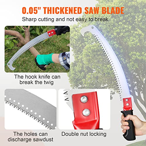 Image of VEVOR Manual Pole Saw,4.6-9.8 ft Extendable Tree Pruner, Sharp Steel Blade for High Branches Trimming, Manual Branch Trimmer with Lightweight Aluminum Alloy Handle, for Pruning Palms and Shrubs