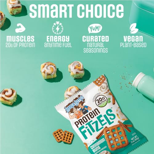 Image of Lenny & Larry's FITZELS Protein Pretzels (Cinnamon Buns) 8 Individual Bags 3 oz Each - High Protein Snacks with 20g of Plant Based Protein - Healthy Vegan Pretzels - Delicious Salty Taste