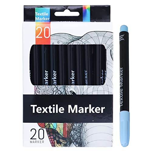 ANKROYU 20 PCS Marcadores de Tela, Rotuladores de Tela Permanentes, Rotuladores de Pintura de Tela Resistentes a Lavables, Juego de Rotuladores de Colores Brillantes para Adultos