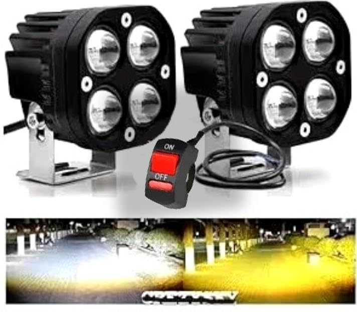 CREZYSKY 80W Yellow-White Super Bright LED fog light for Bike/Car and SUV, 4 LED DRIVING LAMP with low/high beam (Pack of 2 Pcs. With Clamp)-image-35