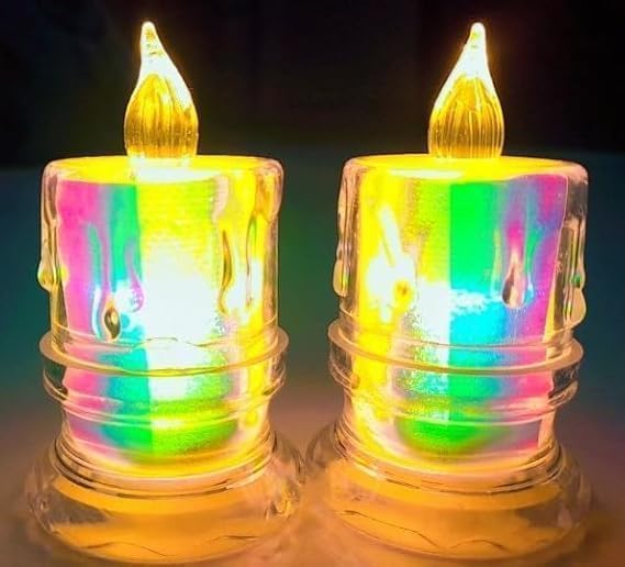 Image of Luxe LED Tea Light Candles | Flameless & Smokeless Diya | Decorative Acrylic Candle | Home Decor, Navratri Decor Items, Diwali Decoration Item, Room, Table, Pooja Room Decor (Yellow) | Popo Toys