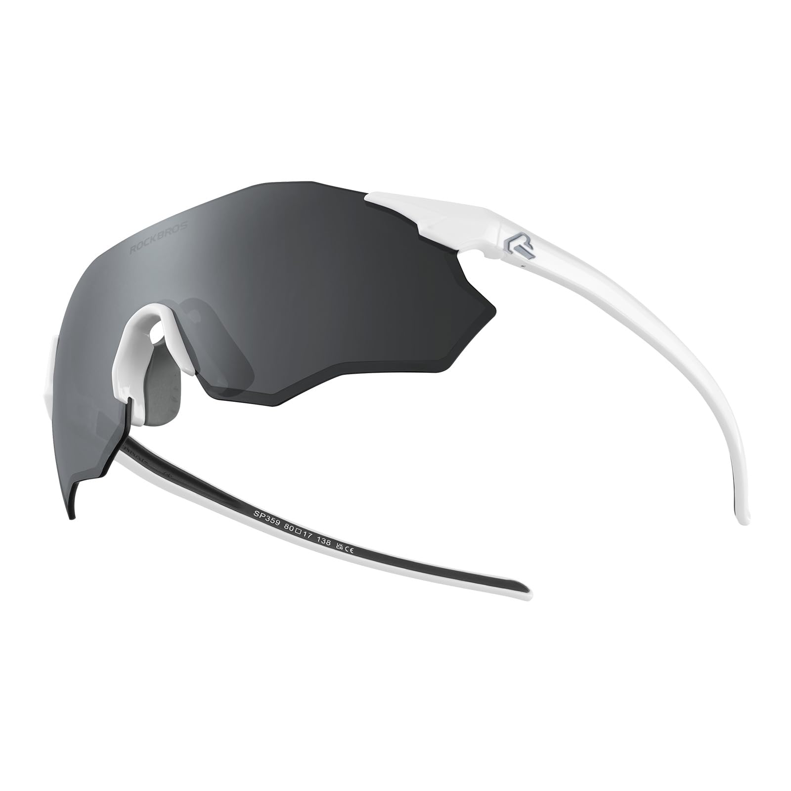 ROCKBROS Polarized Cycling Glasses Sports Sunglasses for Men Women UV400 Protection TR90 Frame Fashion Windproof Eyewear White Silver