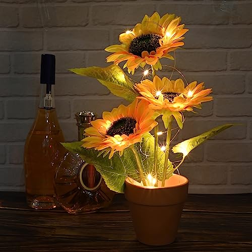 QUELIEN Sunflower Artificial Flowers,Sunflower Decor,Gifts for Women,Sunflower Bouquet Decorations in Pots,for Home Decoration,Bedroom,Office,Wedding — view 2