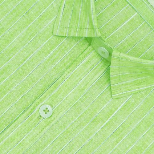 Image of GHPC Cotton Linen Striped Half Sleeves Regular Fit Formal Shirt for Men
