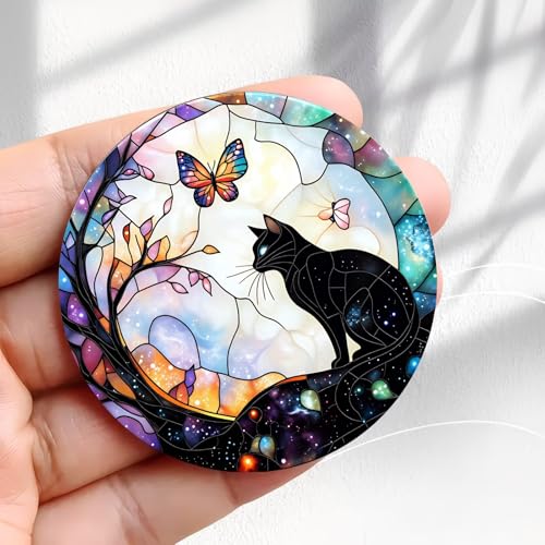 Imán vintage gato mariposa acrílico 2.3 pulg
