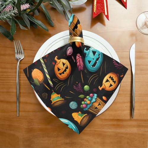 Servilletas de Tela Halloween Multicolor Set x6 20x20 in miniatura 3