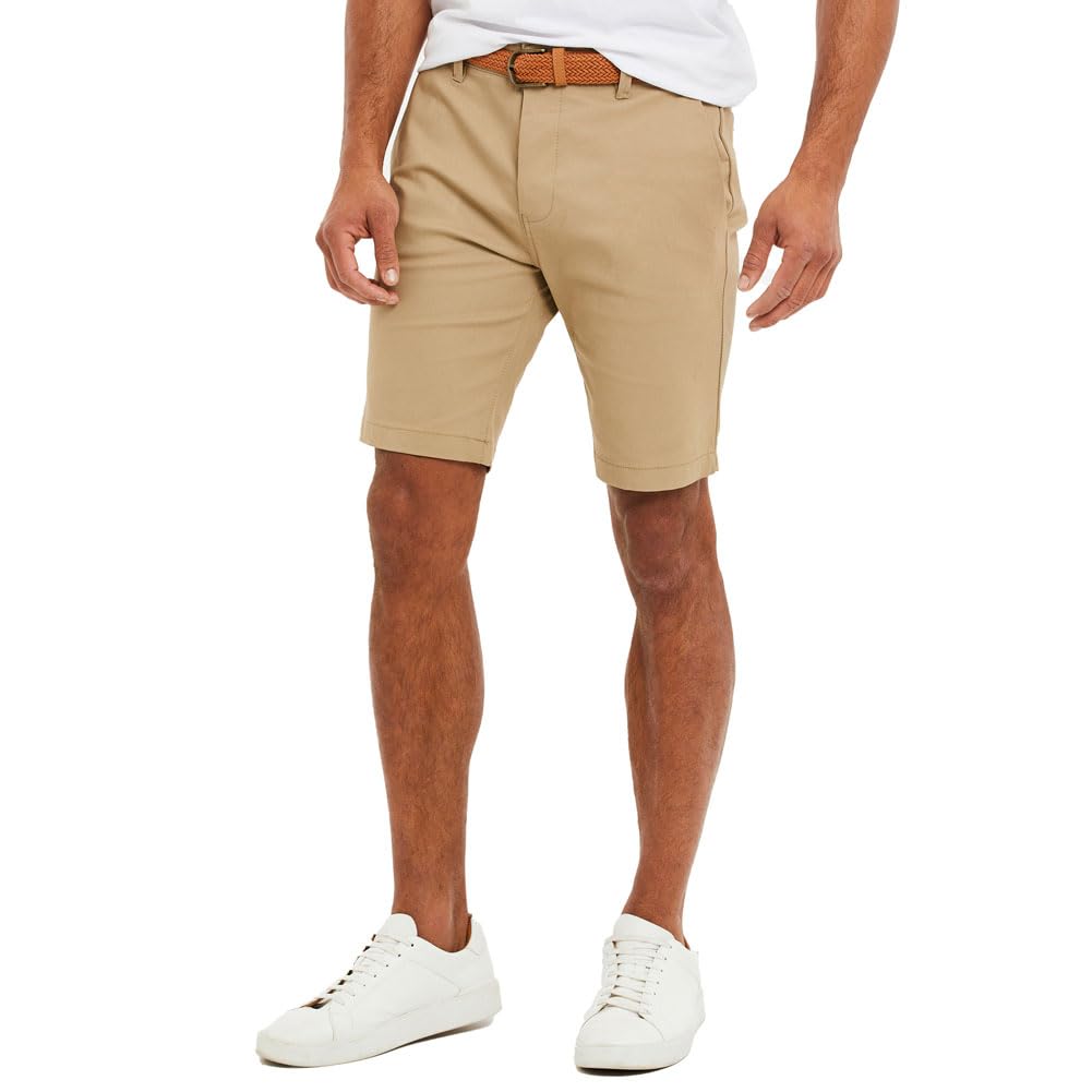 Threadbare Conta Men's Cotton Casual Sweat Shorts, Conta - Stone, 34W