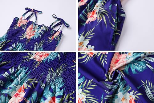 Image of Cromoncent Matching Hawaiian Outfits for Family, Dad and Son Matching Luau Beach Tropical Shirts Mommy Daughter Tropical Sets
