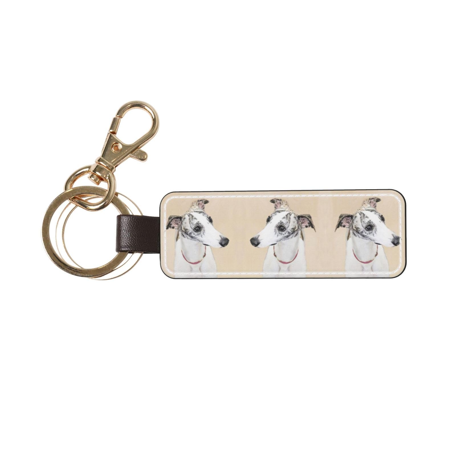 Tcoay Unisex As Picture 1 Pcs Rectangular Leather Keychain,Key Chain Ring Holder,Mini Pendant Crafts,Whippet Dog