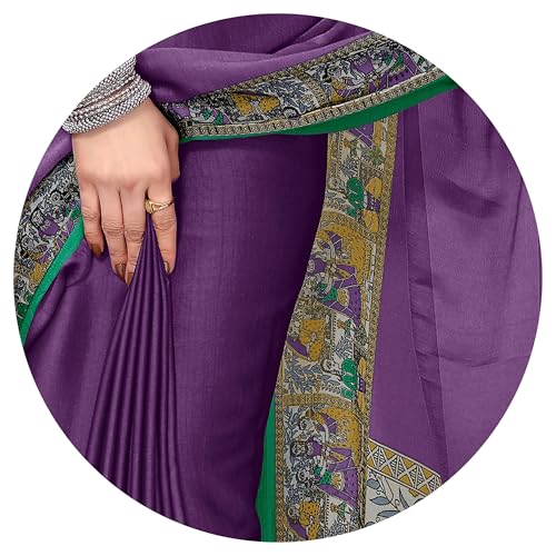 Image of MIRCHI FASHION Saree for Woman Chiffon Madhubani Print | Breathable Comfortable Printed Saree for Office and Regular Use (Available in 15 Designs)