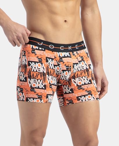 Image of Jockey NY03 Men's Super Combed Cotton Elastane Stretch Printed Boxer Brief with Ultrasoft Waistband (Prints May Vary)
