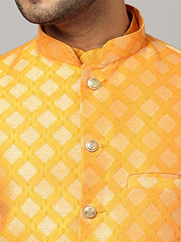 Image of Uri and MacKenzie Men's Silk Blend Kurta Churidar Pyjama with Stylish Nehru Jacket